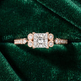 Rose gold Princess Diamond Bezel and Prong Setting with Pave Band_6