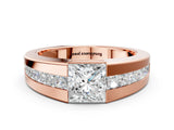Rose gold Princess Diamond Channel Set Mens Ring