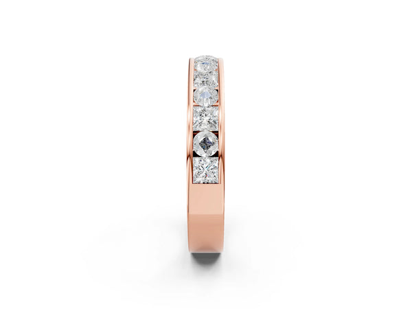 Rose gold Princess Diamond Channel Set Promise Ring with Round Diamond Accents