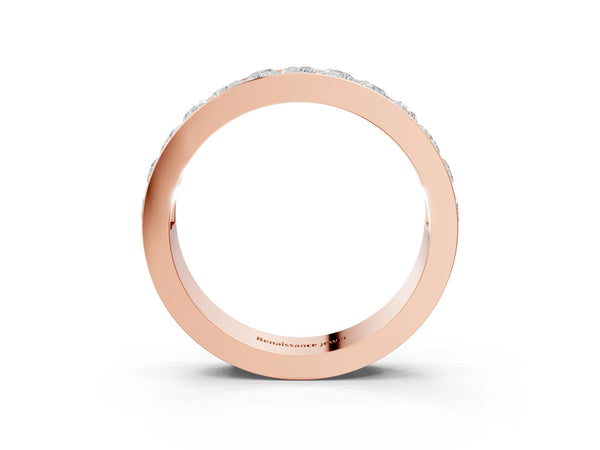 Rose gold Princess Diamond Channel Set Promise Ring with Round Diamond Accents
