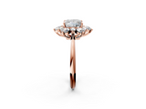 Rose gold Princess Diamond Cluster Halo Ring with Solitaire Band and Four-Prong Setting_22