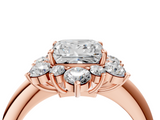 Rose gold Princess Diamond Cluster Halo Ring with Solitaire Band and Four-Prong Setting_24