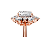 Rose gold Princess Diamond Cluster Halo Ring with Solitaire Band and Four-Prong Setting_25