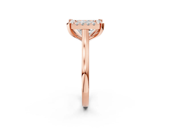 Rose gold Princess Diamond Cluster Halo Solitaire with Four-Prong Setting