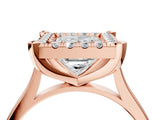Rose gold Princess Diamond Cluster Halo Solitaire with Four-Prong Setting_96