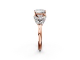 Rose gold Princess Diamond Cluster Leaf Design Ring with Prong Setting_72