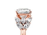 Rose gold Princess Diamond Cluster Leaf Design Ring with Prong Setting_75