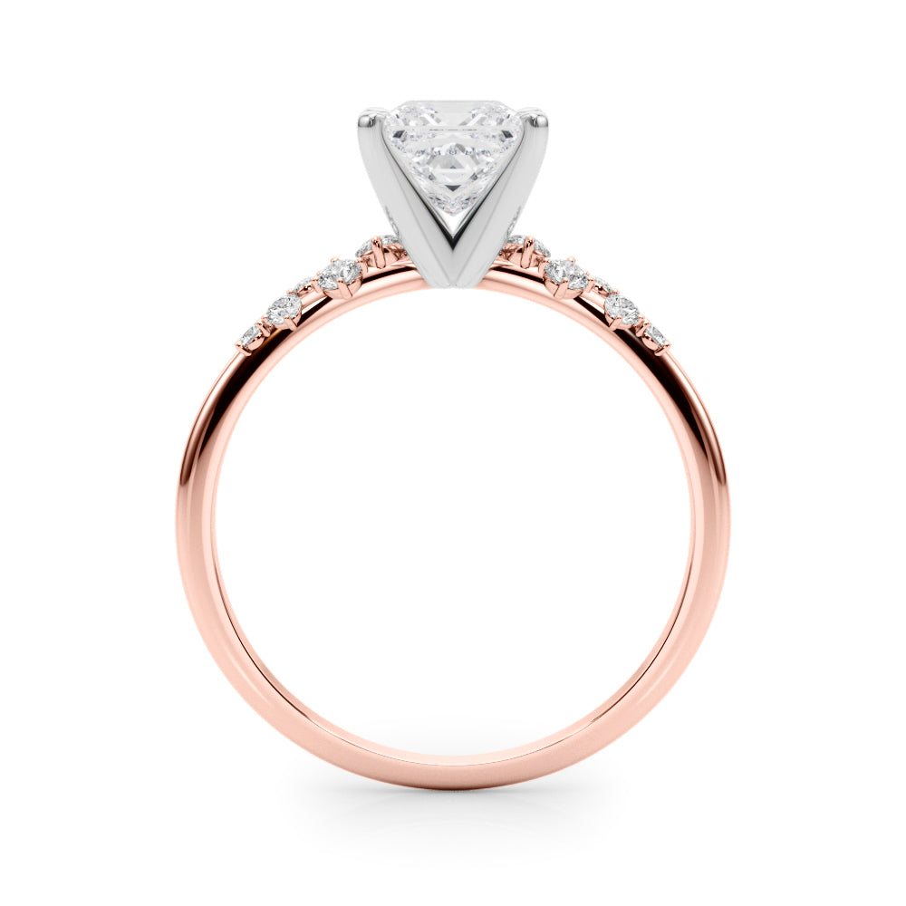 Rose gold Princess Diamond Cluster Prong-Set Solitaire Ring 2