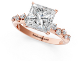 Rose gold Princess Diamond Cluster Prong-Set Solitaire Ring_58