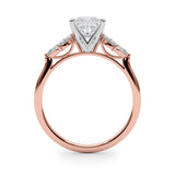 Rose gold Princess Diamond Floral Cluster Ring with Marquise Side Stones and Six-Prong Solitaire Setting 2