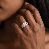 Rose gold Princess Diamond Floral Cluster Ring with Solitaire Band and Prong Setting_14