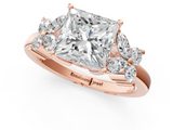 Rose gold Princess Diamond Floral Cluster Ring with Solitaire Band and Prong Setting_69