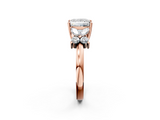 Rose gold Princess Diamond Floral Cluster Ring with Solitaire Band and Prong Setting_70