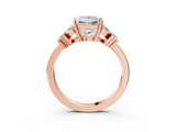 Rose gold Princess Diamond Floral Cluster Ring with Solitaire Band and Prong Setting_71