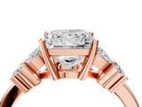Rose gold Princess Diamond Floral Cluster Ring with Solitaire Band and Prong Setting_72