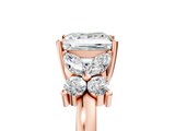 Rose gold Princess Diamond Floral Cluster Ring with Solitaire Band and Prong Setting_73