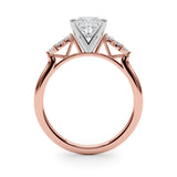 Rose gold Princess Diamond Floral Side Stone Solitaire with Marquise Accents and Four-Prong Setting 2