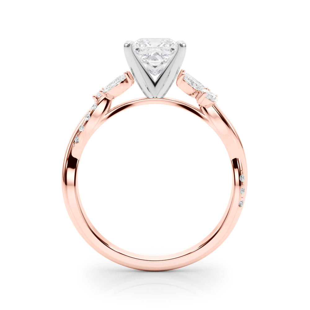 Rose gold Princess Diamond Floral Vine Solitaire Engagement Ring 2