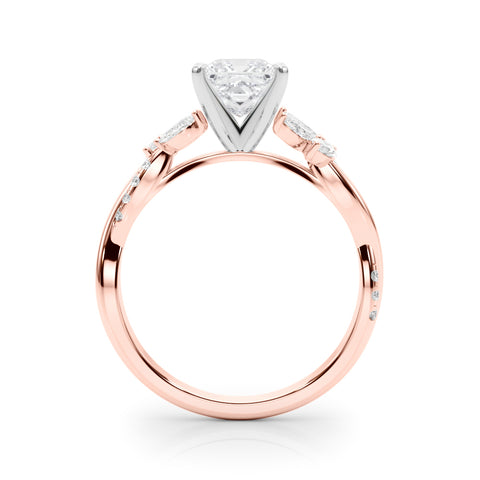 Rose gold Princess Diamond Floral Vine Solitaire Engagement Ring 2