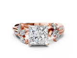 Rose gold Princess Diamond Floral Vine Solitaire Engagement Ring_25