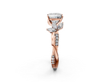 Rose gold Princess Diamond Floral Vine Solitaire Engagement Ring_27