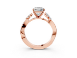Rose gold Princess Diamond Floral Vine Solitaire Engagement Ring_28