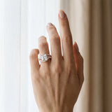 Rose gold Princess Diamond Halo Ring with Marquise and Pavé Band in Prong Setting_13
