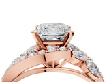 Rose gold Princess Diamond Halo Ring with Marquise and Pavé Band in Prong Setting_71