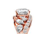 Rose gold Princess Diamond Halo Ring with Marquise and Pavé Band in Prong Setting_72