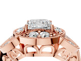 Rose gold Princess Diamond Milgrain Marquise Filigree Engagement Ring with Prong Setting_10