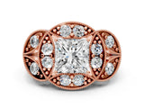 Rose gold Princess Diamond Milgrain Marquise Filigree Engagement Ring with Prong Setting_6