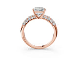 Rose gold Princess Diamond Pavé Band Solitaire Ring with Four-Prong Setting_52