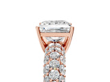 Rose gold Princess Diamond Pavé Band Solitaire Ring with Four-Prong Setting_54