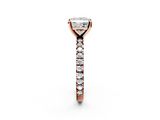 Rose gold Princess Diamond Pavé Band Solitaire with Four-Prong Setting_198