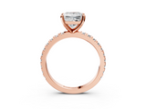 Rose gold Princess Diamond Pavé Band Solitaire with Four-Prong Setting_199
