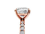 Rose gold Princess Diamond Pavé Band Solitaire with Four-Prong Setting_201