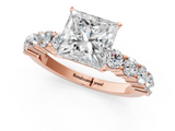 Rose gold Princess Diamond Pavé Band Solitaire with Four-Prong Setting_26