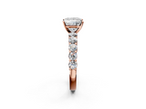 Rose gold Princess Diamond Pavé Band Solitaire with Four-Prong Setting_27