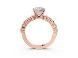 Rose gold Princess Diamond Pavé Band Solitaire with Four-Prong Setting_28