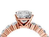 Rose gold Princess Diamond Pavé Band Solitaire with Four-Prong Setting_29