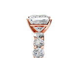 Rose gold Princess Diamond Pavé Band Solitaire with Four-Prong Setting_30