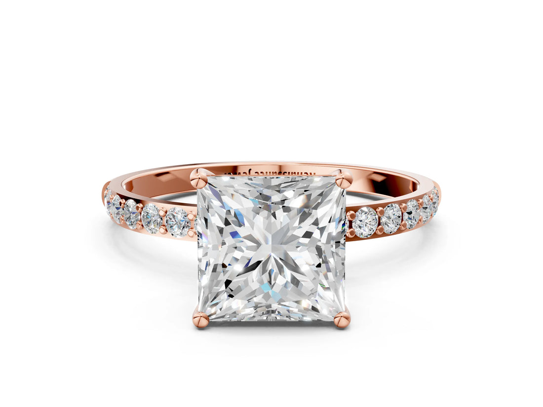 Rose gold Princess Diamond Pavé Band with Six-Prong Setting_27