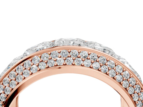 Rose gold Princess Diamond Pavé Mens Wedding Band with Round Diamond Accents_4