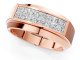 Rose gold Princess Diamond Pavé Panel Mens Band_1
