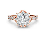 Rose gold Princess Diamond Pave Band with Floral Prong Setting_27