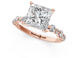 Rose gold Princess Diamond Prong Set Engagement Ring with Pave Band_173