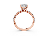 Rose gold Princess Diamond Prong Set Engagement Ring with Pave Band_175