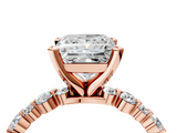 Rose gold Princess Diamond Prong Set Engagement Ring with Pave Band_176