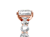 Rose gold Princess Diamond Prong Setting with Side Stones on a Pave Band_134