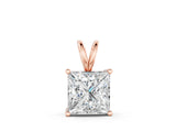 Rose gold Princess Diamond Solitaire Pendant with Four Prong Setting_4